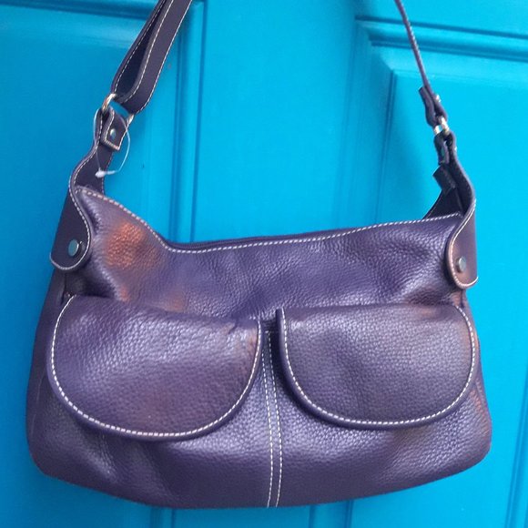 Bags Purple Leather Purse Hobo Slouch Shoulder Bag Real Genuine